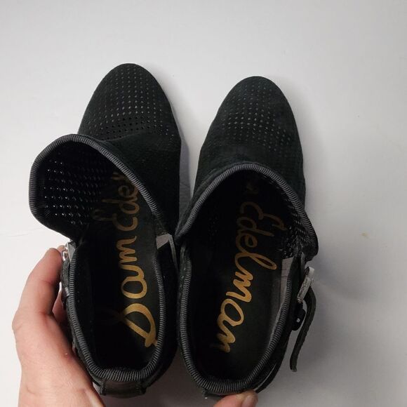 Sam Edelman Paula Chelsea Ankle Boot Women’s Size 6.5 Black Perforated Booties - Picture 4 of 6